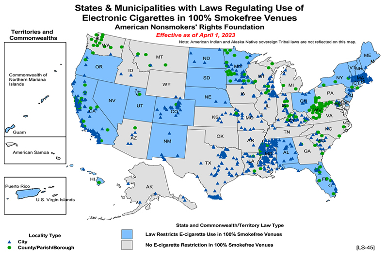 E cigarette US Map